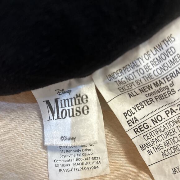 Disney Minnie Mouse Black W/ Red Bow HeadRest Neck Support Pillow Travel Pillow - Picture 2 of 6